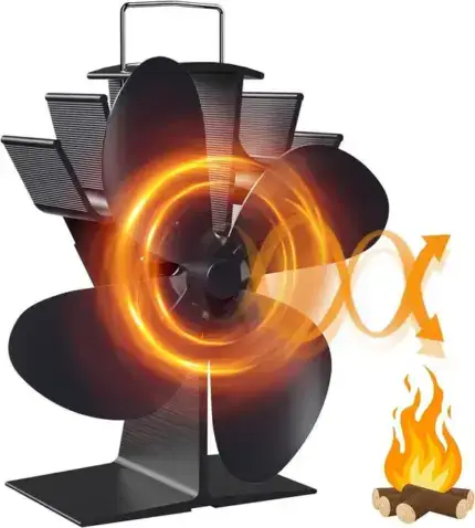 4 Blades Wood Stove Fans Heat Powered