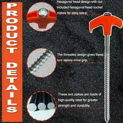 8" Screw in Tent Stakes - Ground Anchors Screw