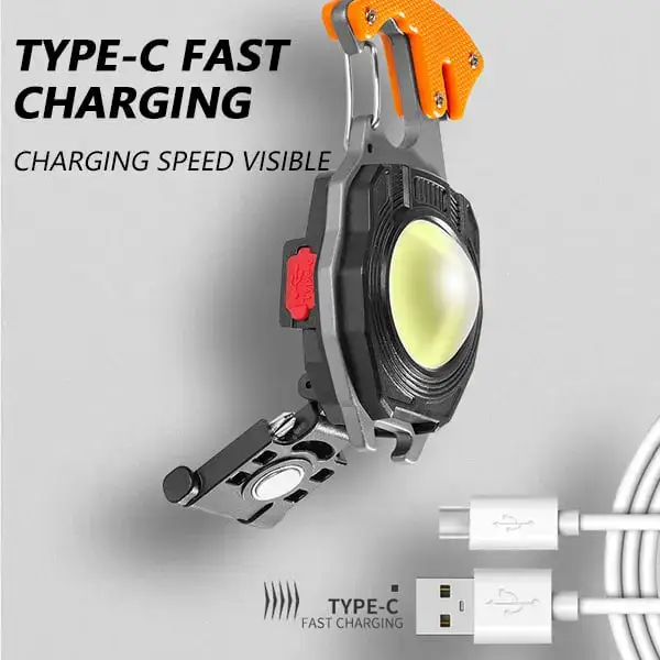 Type-C Rechargeable and Four-grid Power Display